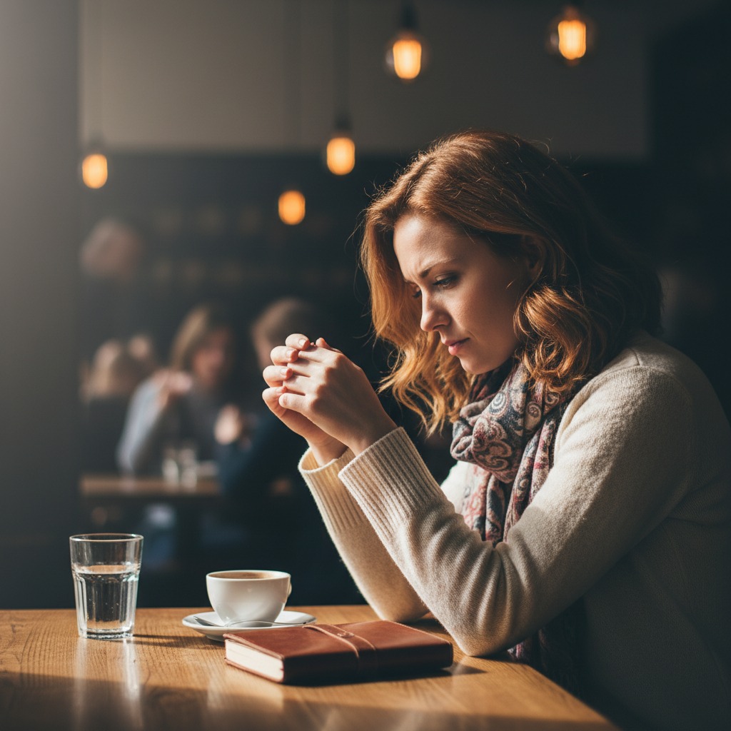 Christian woman reflecting on identity and purpose while feeling overwhelmed by responsibilities.
