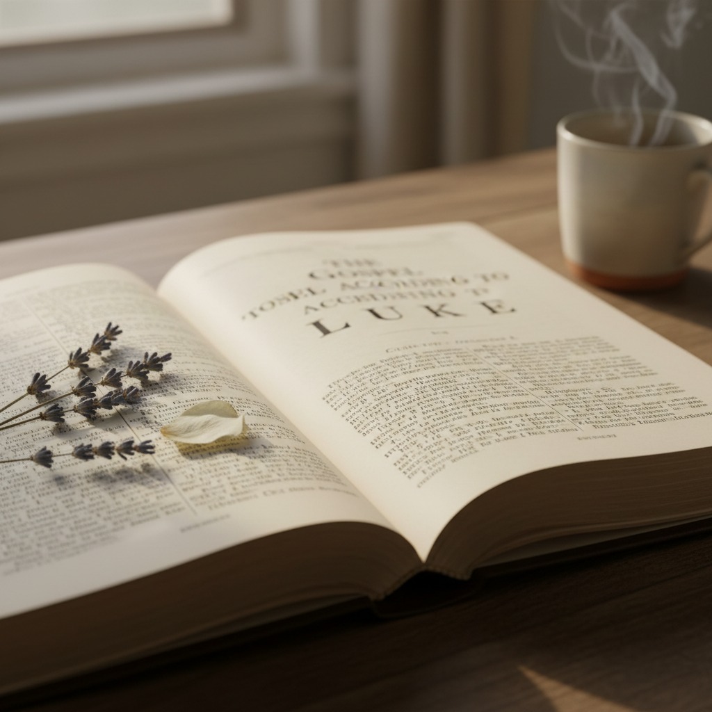 Open Bible showing Luke scripture representing Mary and Martha story about prioritizing time with Jesus.