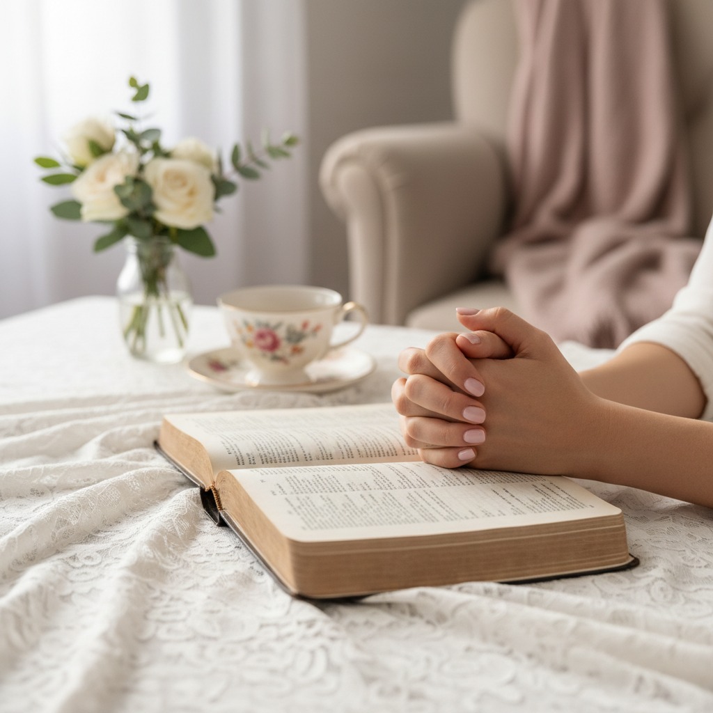prayer closet setup with Bible and journal for daily devotion and spiritual growth
